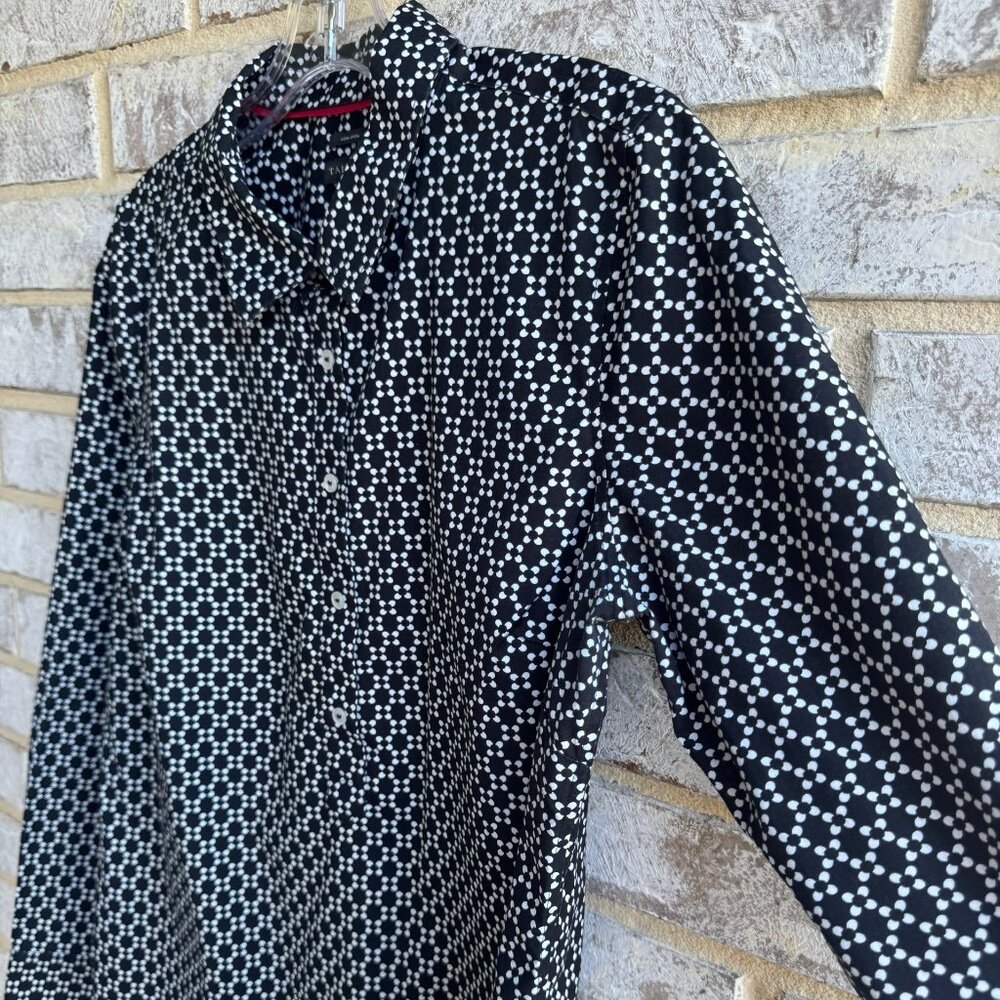 Talbots Long Sleeve Collared Half Button Black/Wh… - image 6
